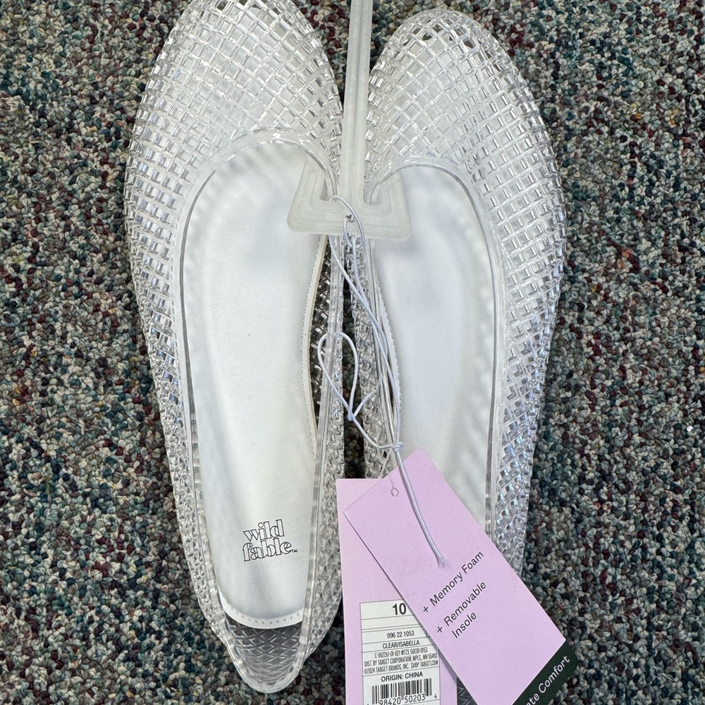 WILD FABLE | Isabella | Clear  Crystal | Jelly Ballet Flats |